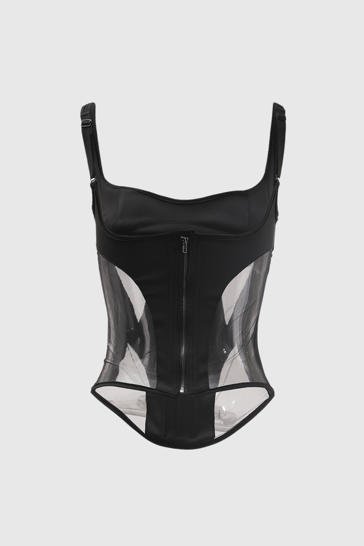 Miley Corset Mesh See Through Top In Black