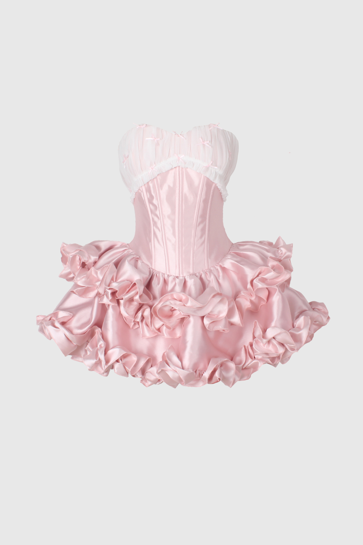 Dirk Strapless Corset Puffy Mini Dress In Pink