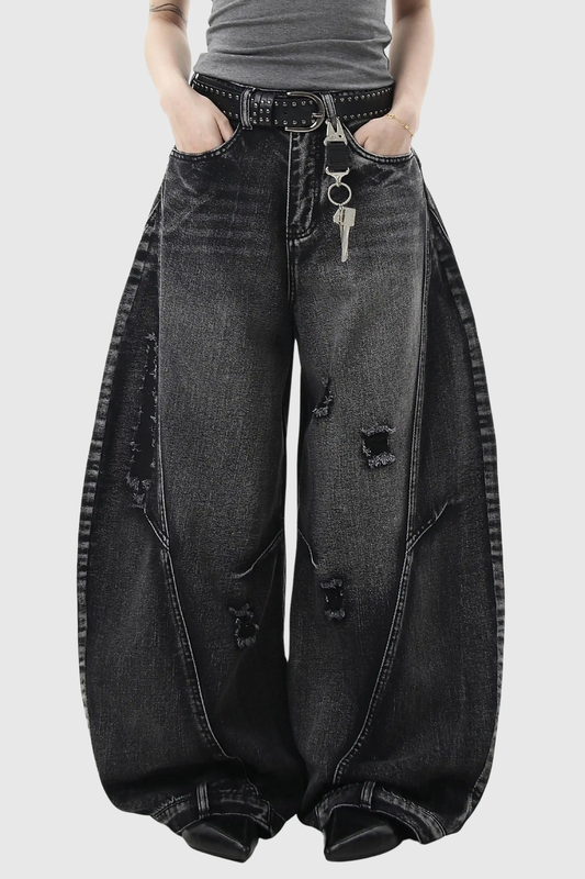 Deepak Ripped Barrel Jeans