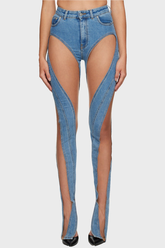 Lolic High Rise Mesh Skinny Jeans