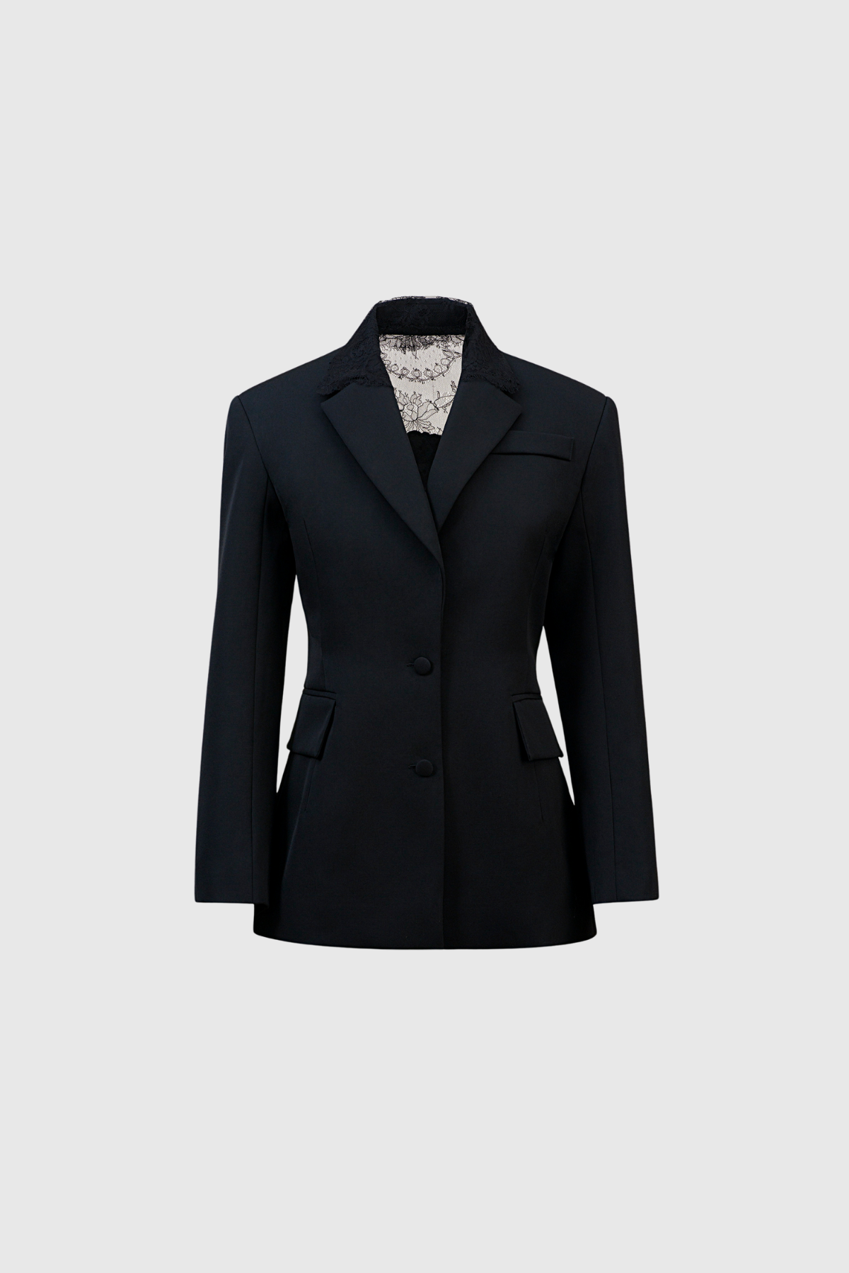 Anouk Lace Floral Blazer In Black