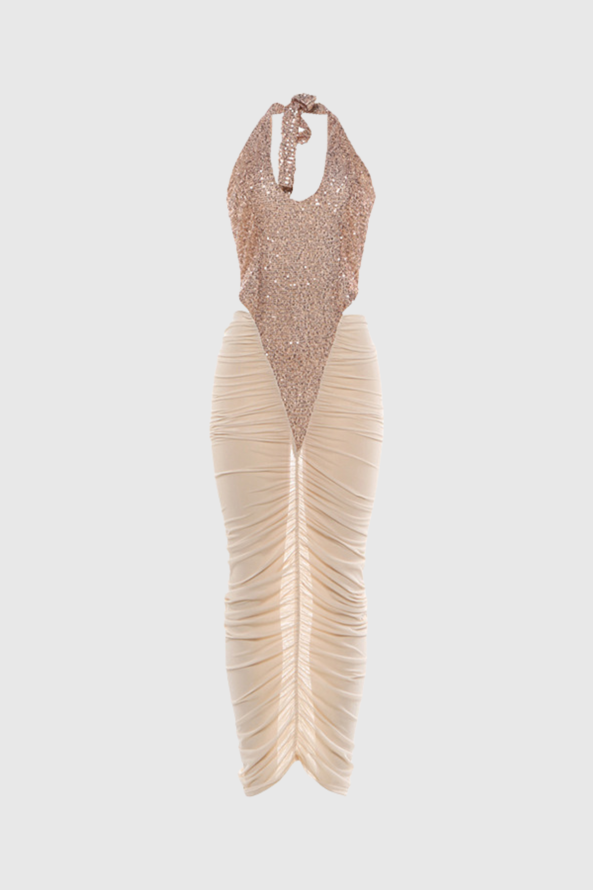 Endang Sequin Cutout Mesh Maxi Dress In Pink