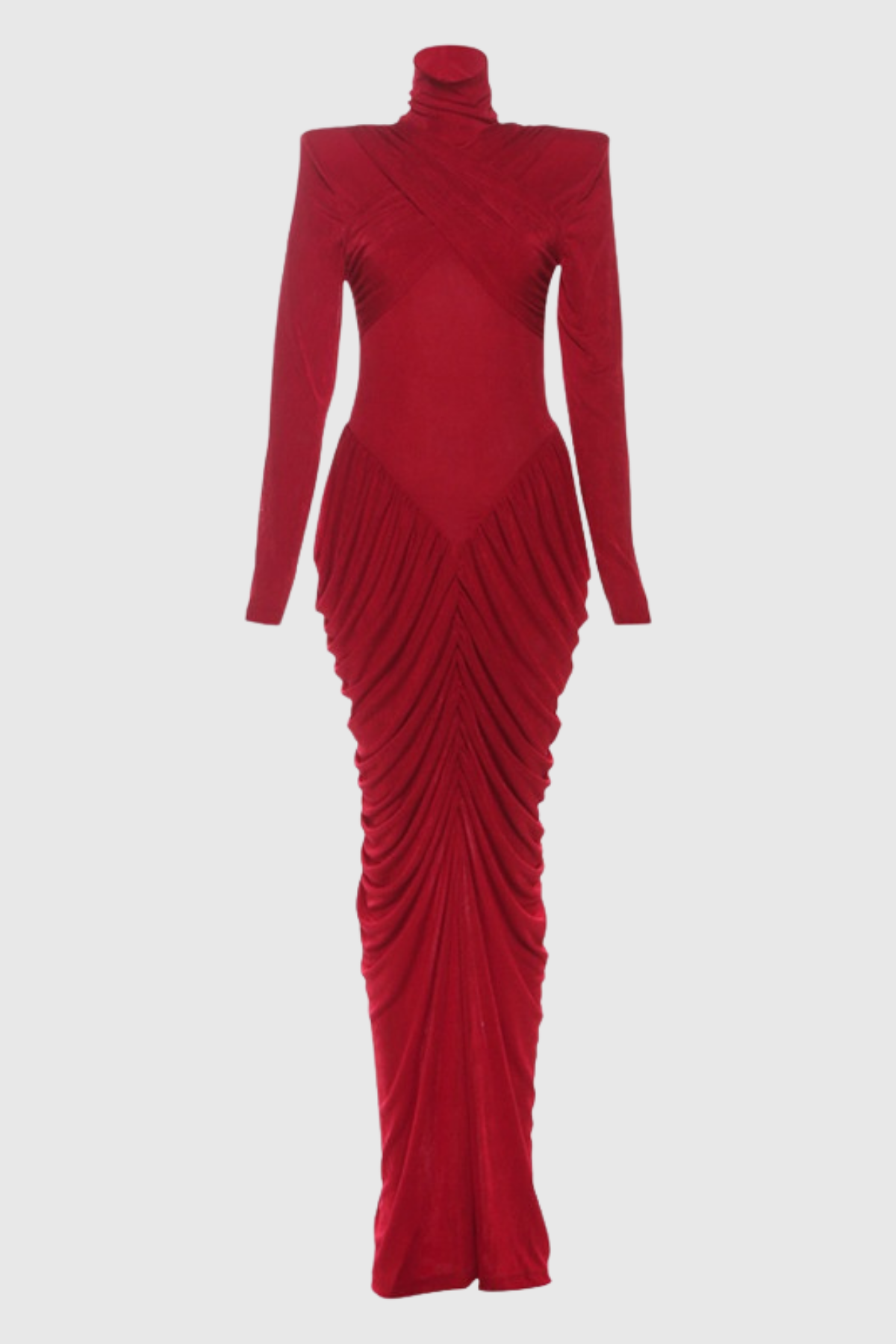 Domnall Backless Ruch Bodycon Maxi Dress In Red