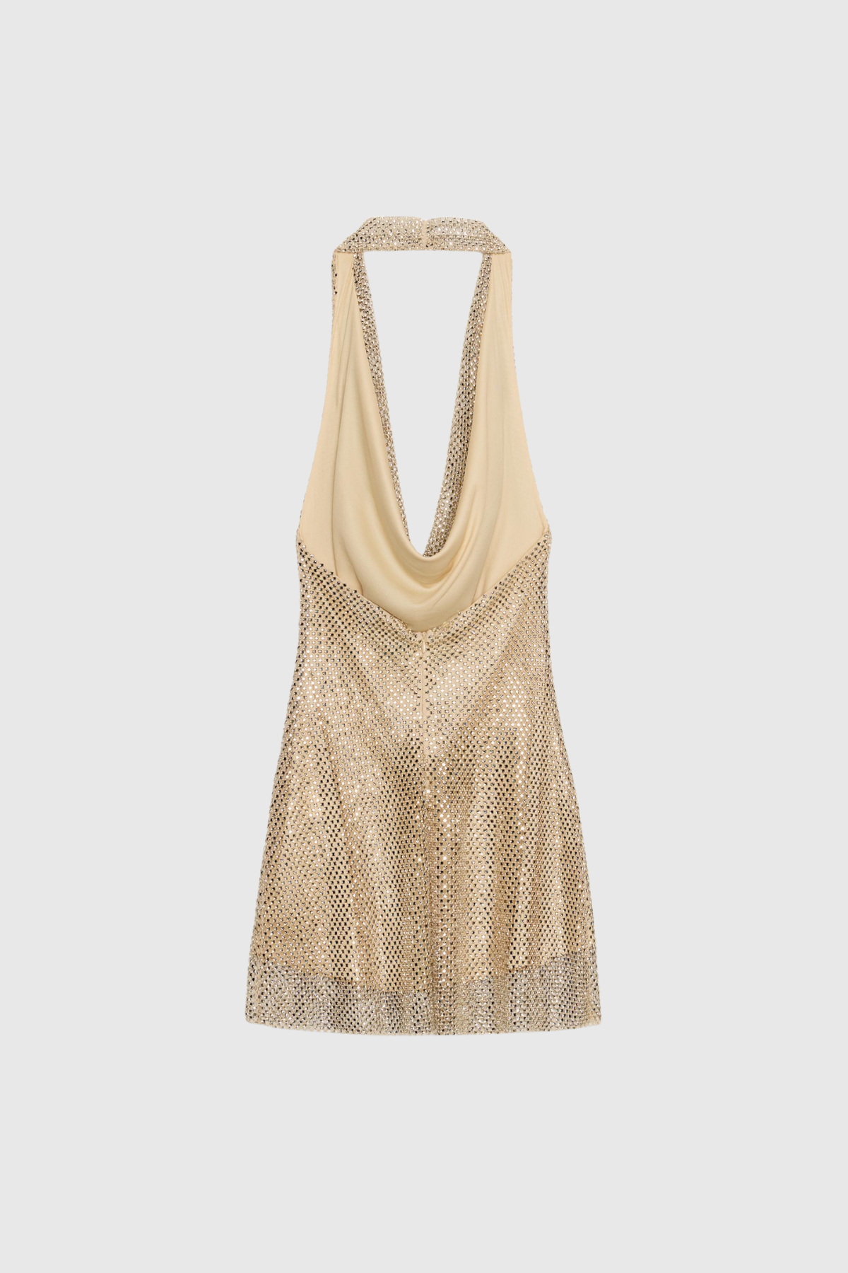 Felizitas Cowl Neck Rhinestone Mesh Mini Dress
