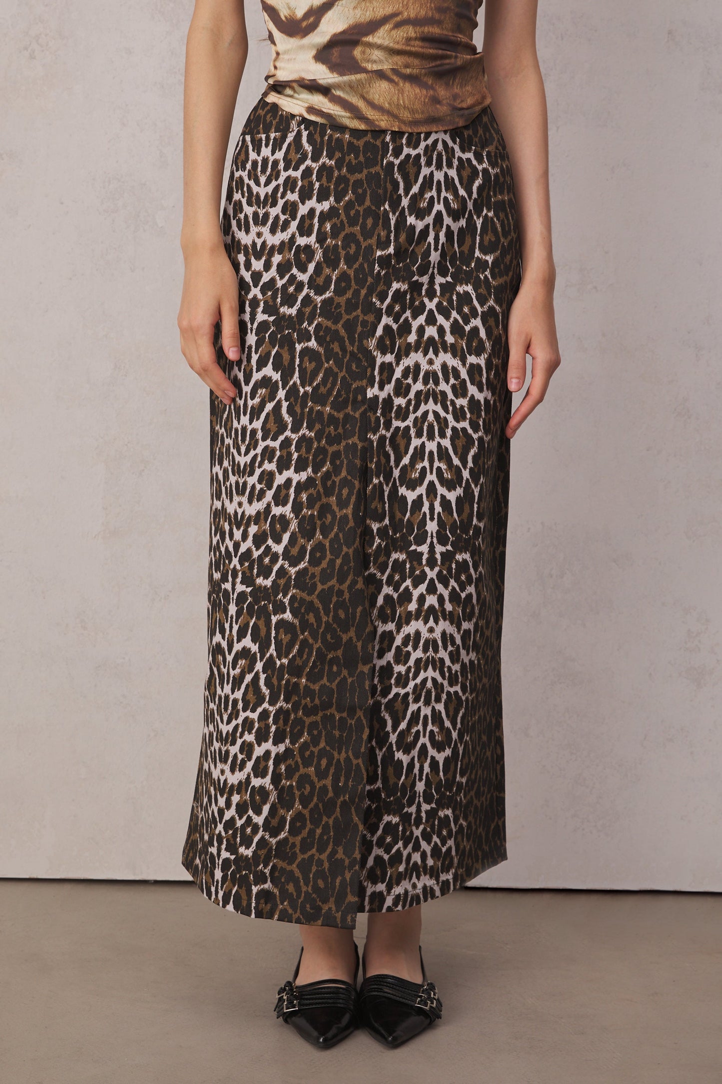 Marilyn Leopard Split Maxi Skirt