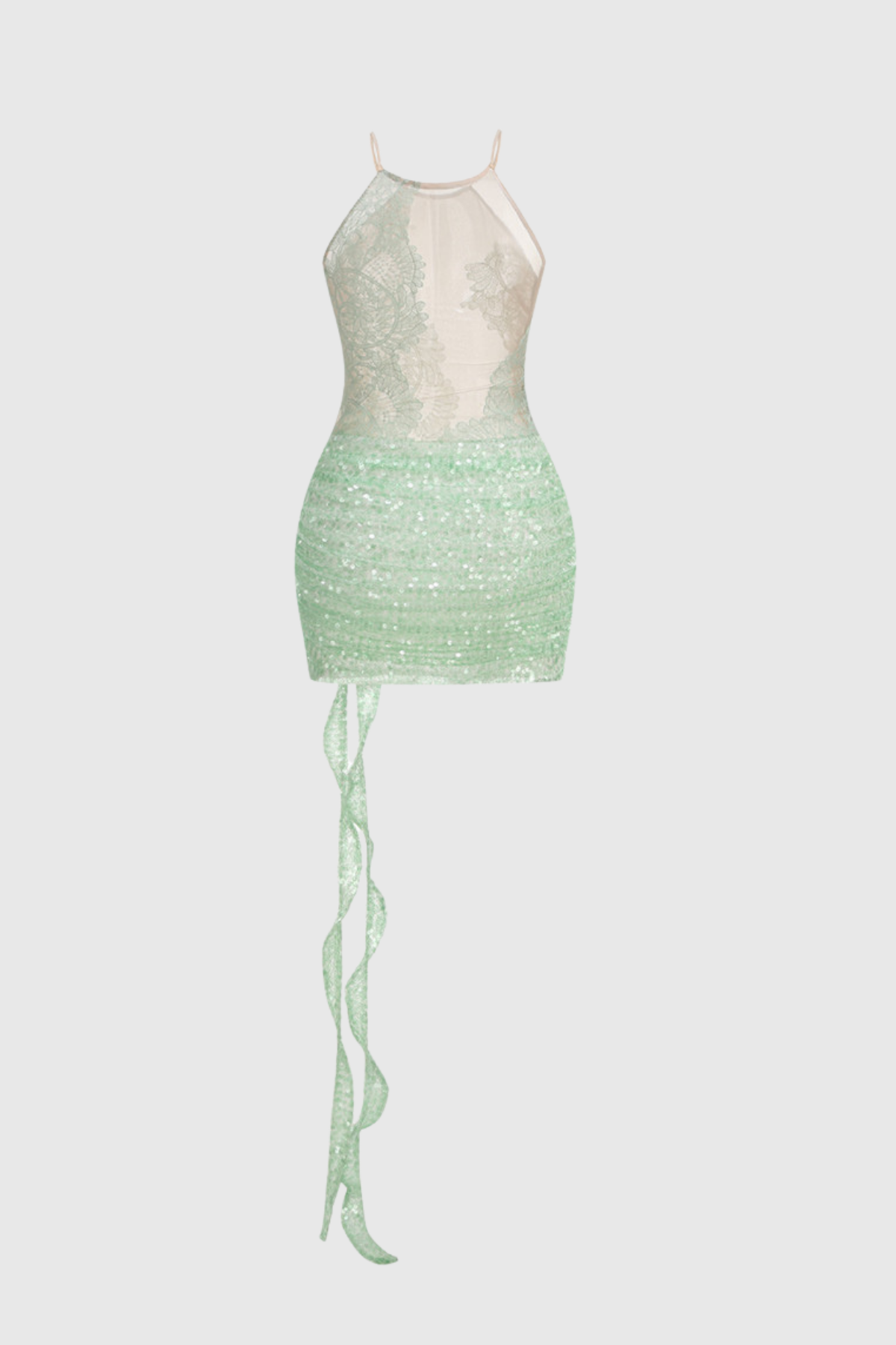 Dzvezda Mesh Sequin Flower Mini Dress
