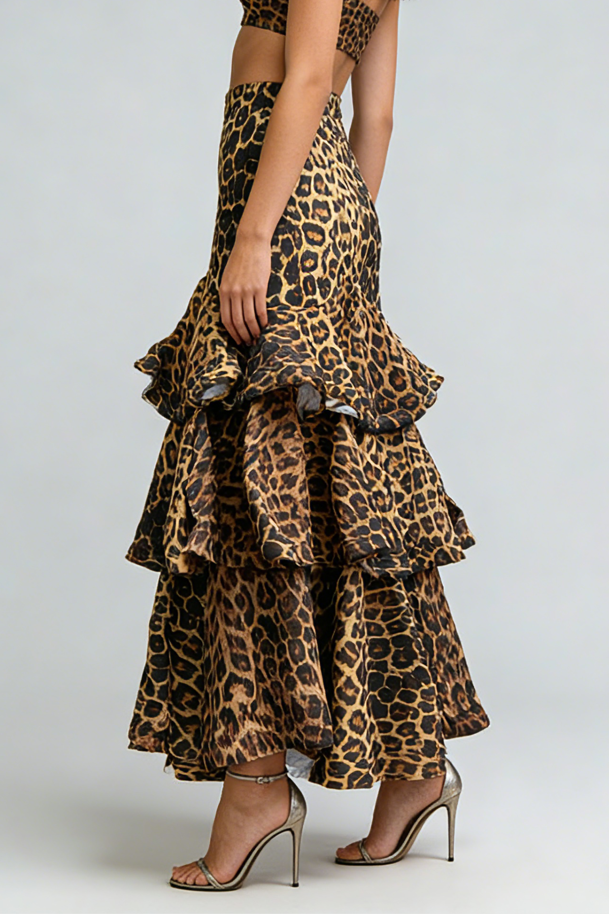 Carmelo Leopard Tiered Maxi Skirt