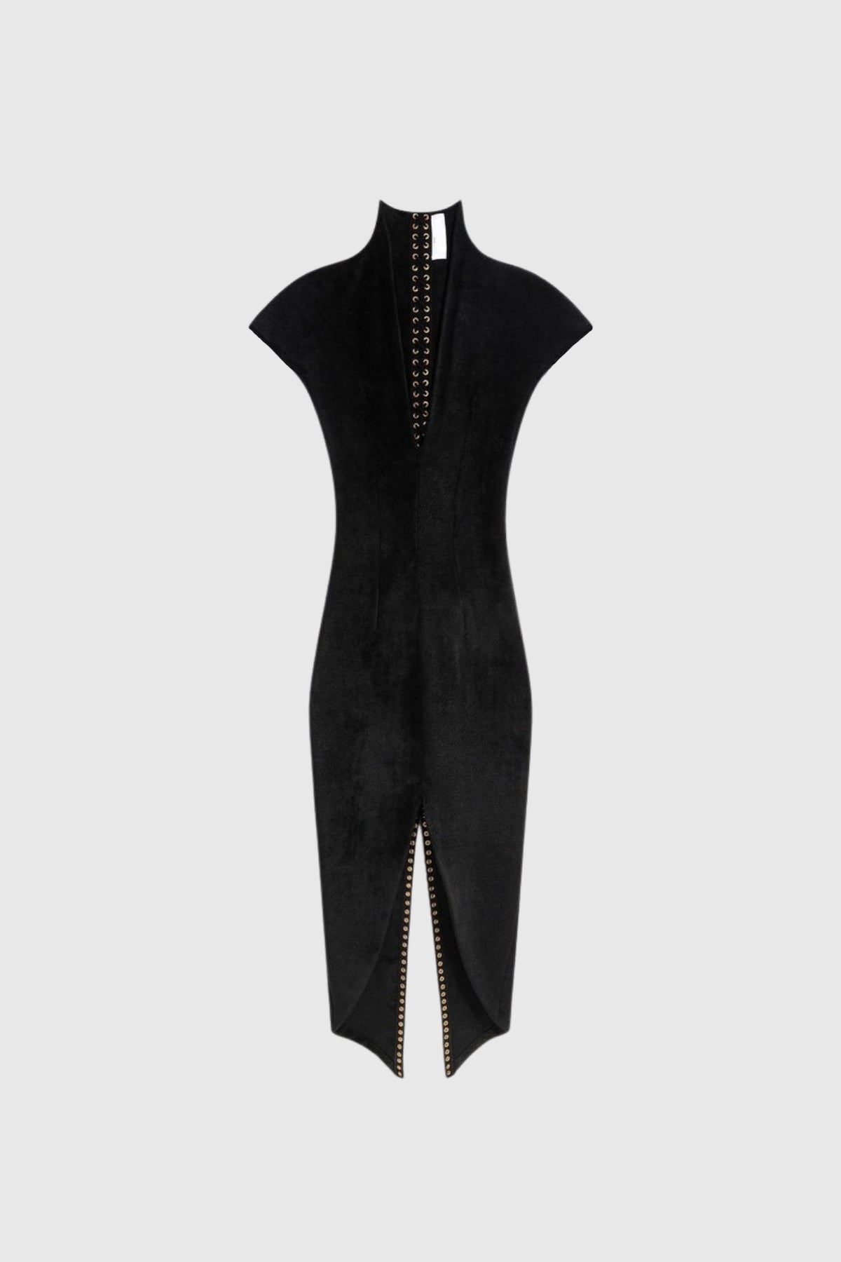 Faridoon Plunge Lace Up Midi Dress