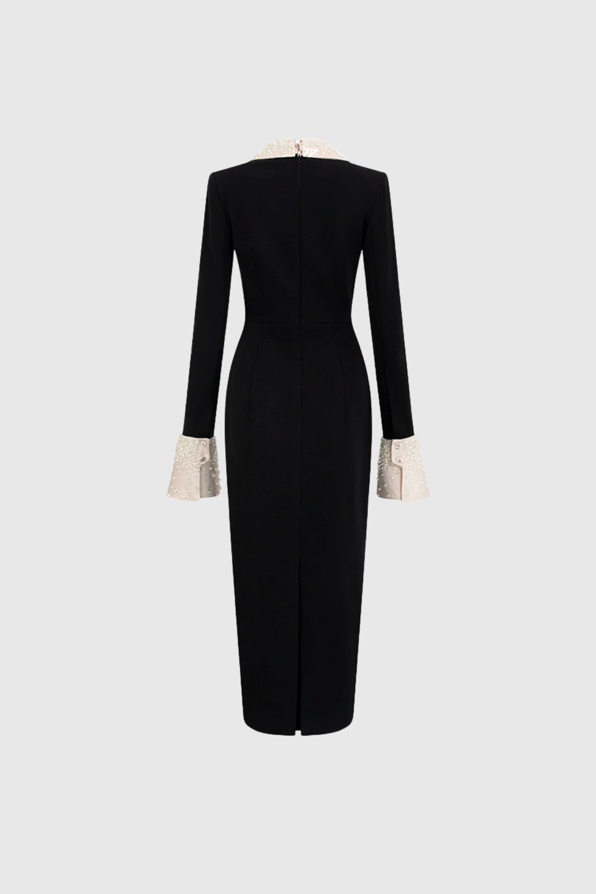Dzenita Lapel Rhinestone Midi Dress