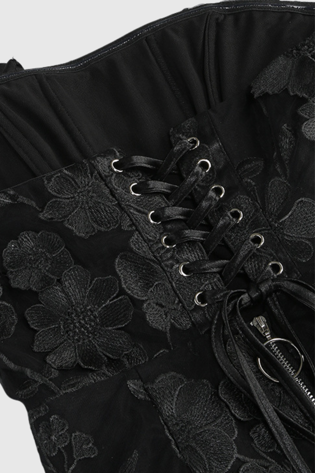 Endika Strapless Flower Lace Up Mini Dress