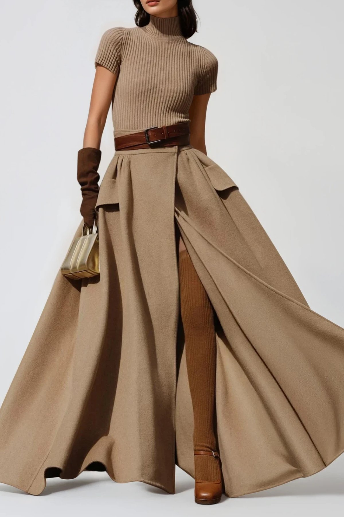 Fereydun Short Sleeve Split Skirt Set