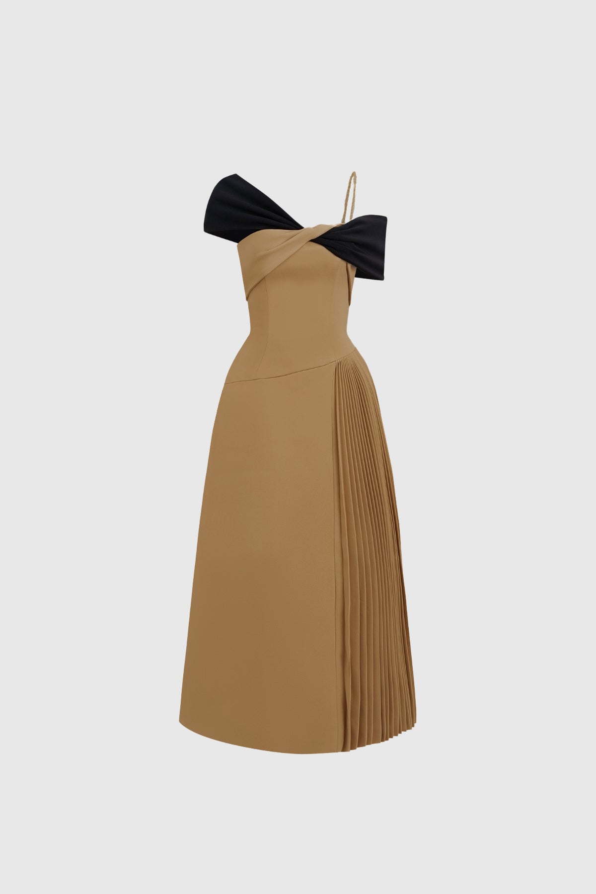 Fernan Asymmetric Colorblock Pleated Midi Dress