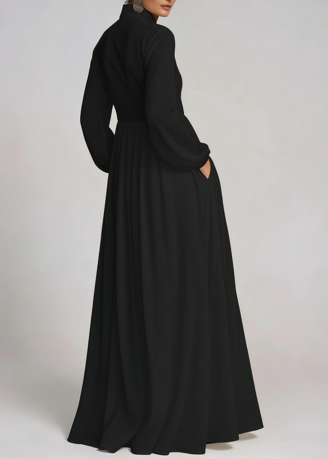 Flaithri Plunge Ruch Maxi Dress In Black