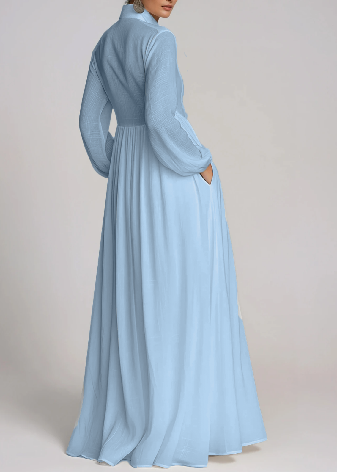 Flaithri Plunge Ruch Maxi Dress In Blue
