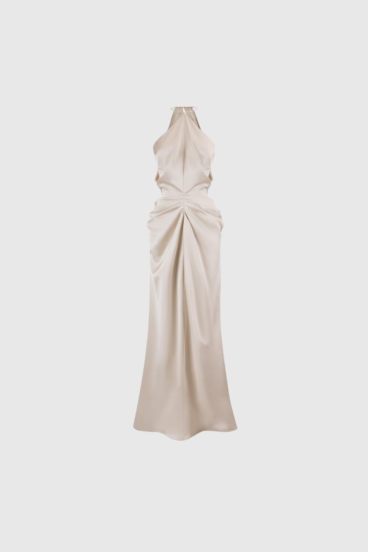 Forbes Halter Neck Draped Satin Maxi Dress