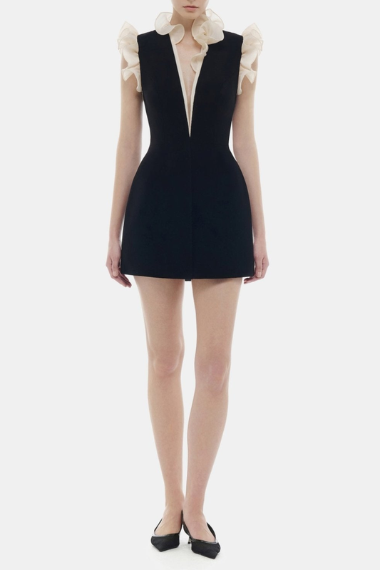 Foster Plunge Ruffle Mini Dress