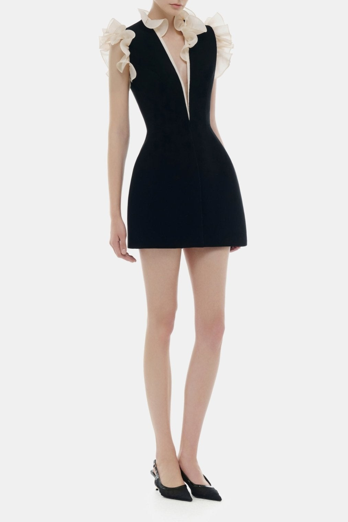 Foster Plunge Ruffle Mini Dress