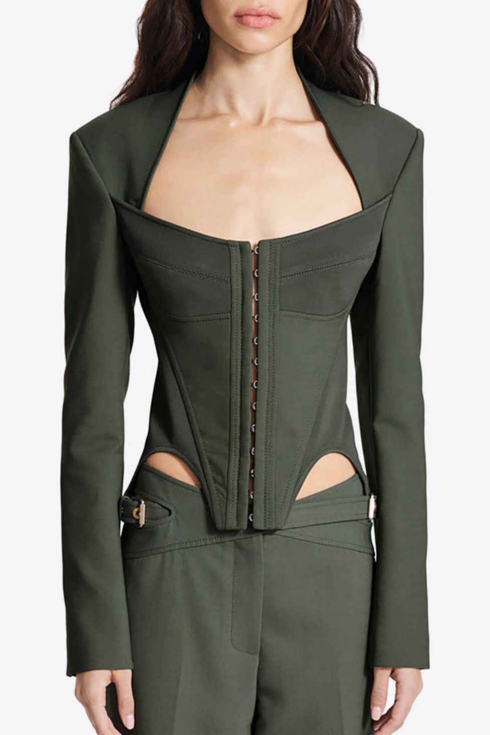 Viveka Long Sleeve Bustier Blazer In Green