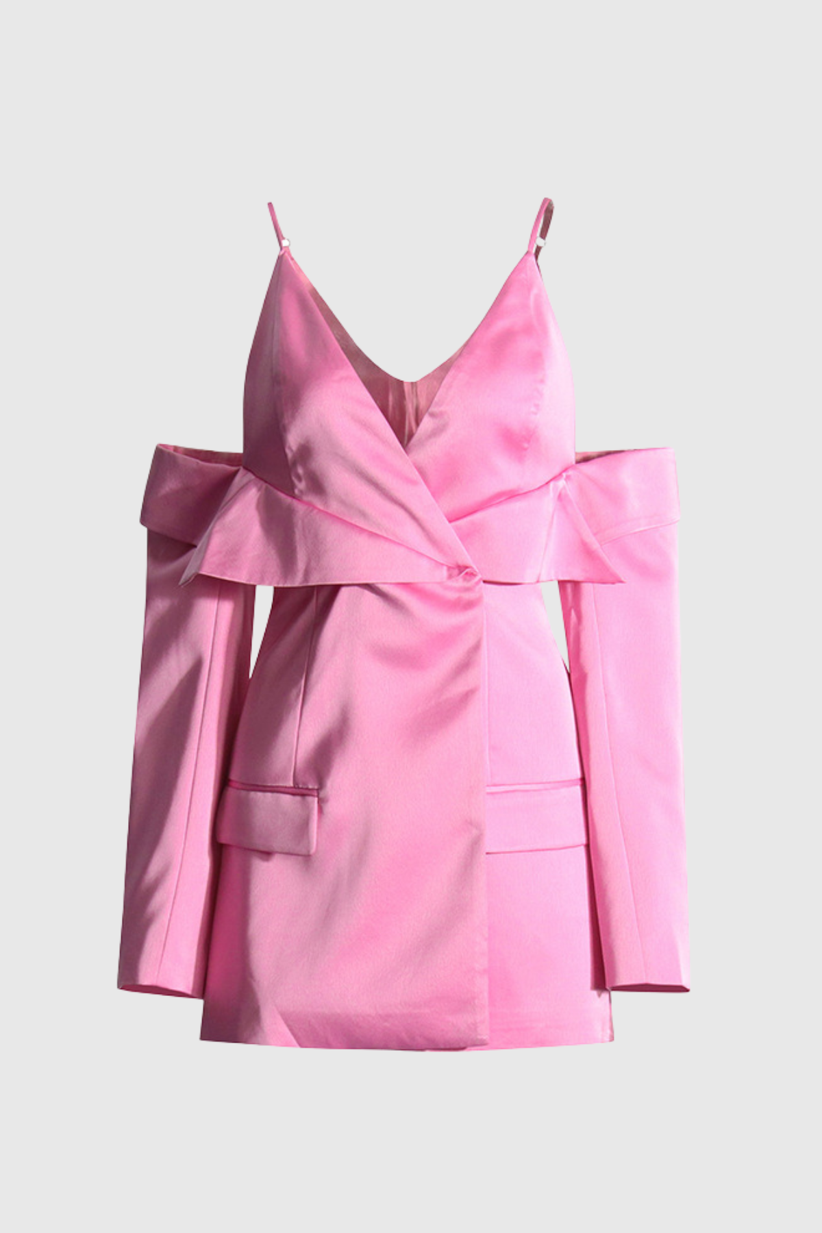 Crisoda Satin Hollow Blazer In Hot Pink