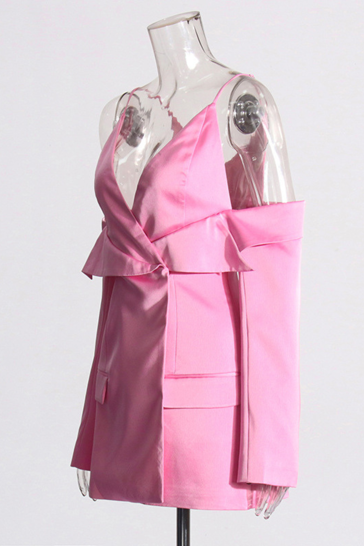 Crisoda Satin Hollow Blazer In Hot Pink