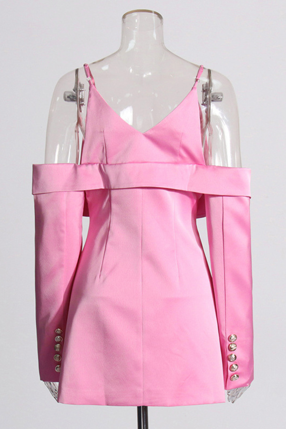 Crisoda Satin Hollow Blazer In Hot Pink