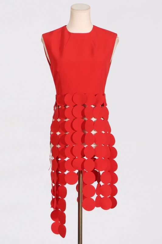 Nasir Circle Cutout Fringe Top In Red