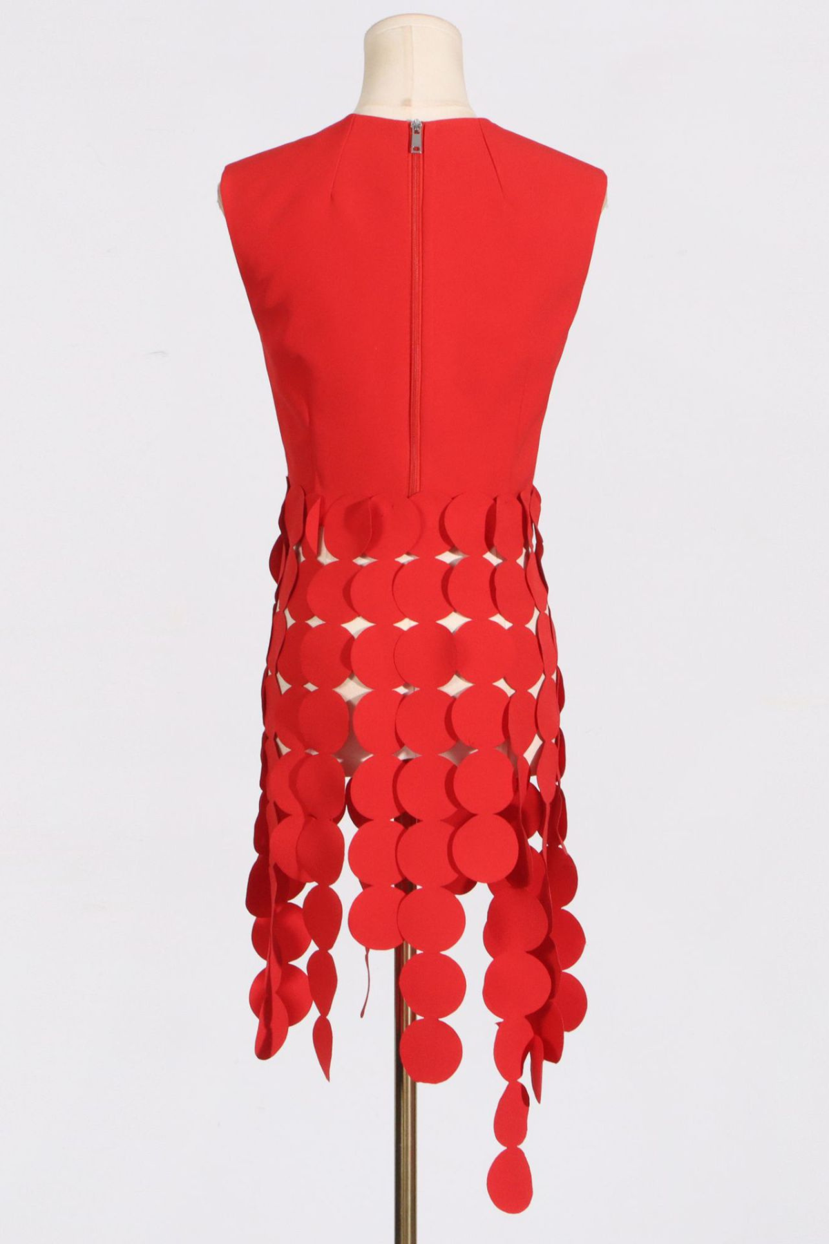 Nasir Circle Cutout Fringe Top In Red