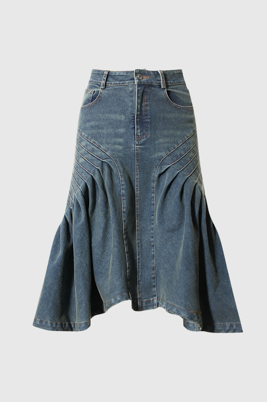 Eunice Ruffle Denim Skirt