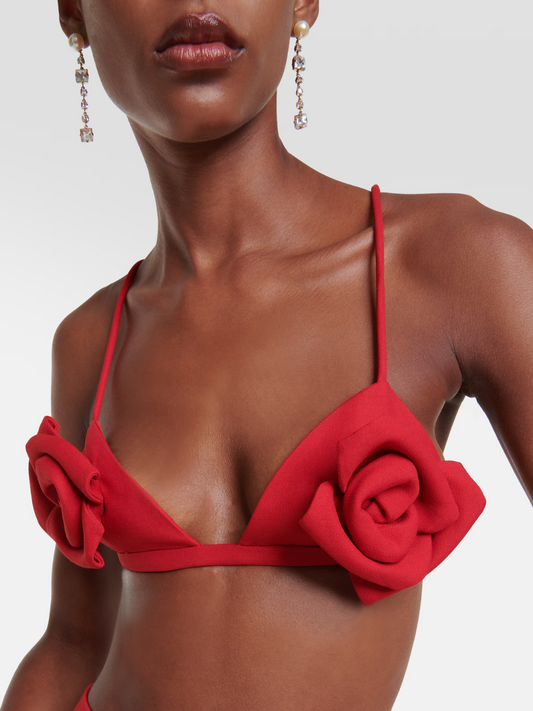 Nydia Spaghetti Flower Top In Red