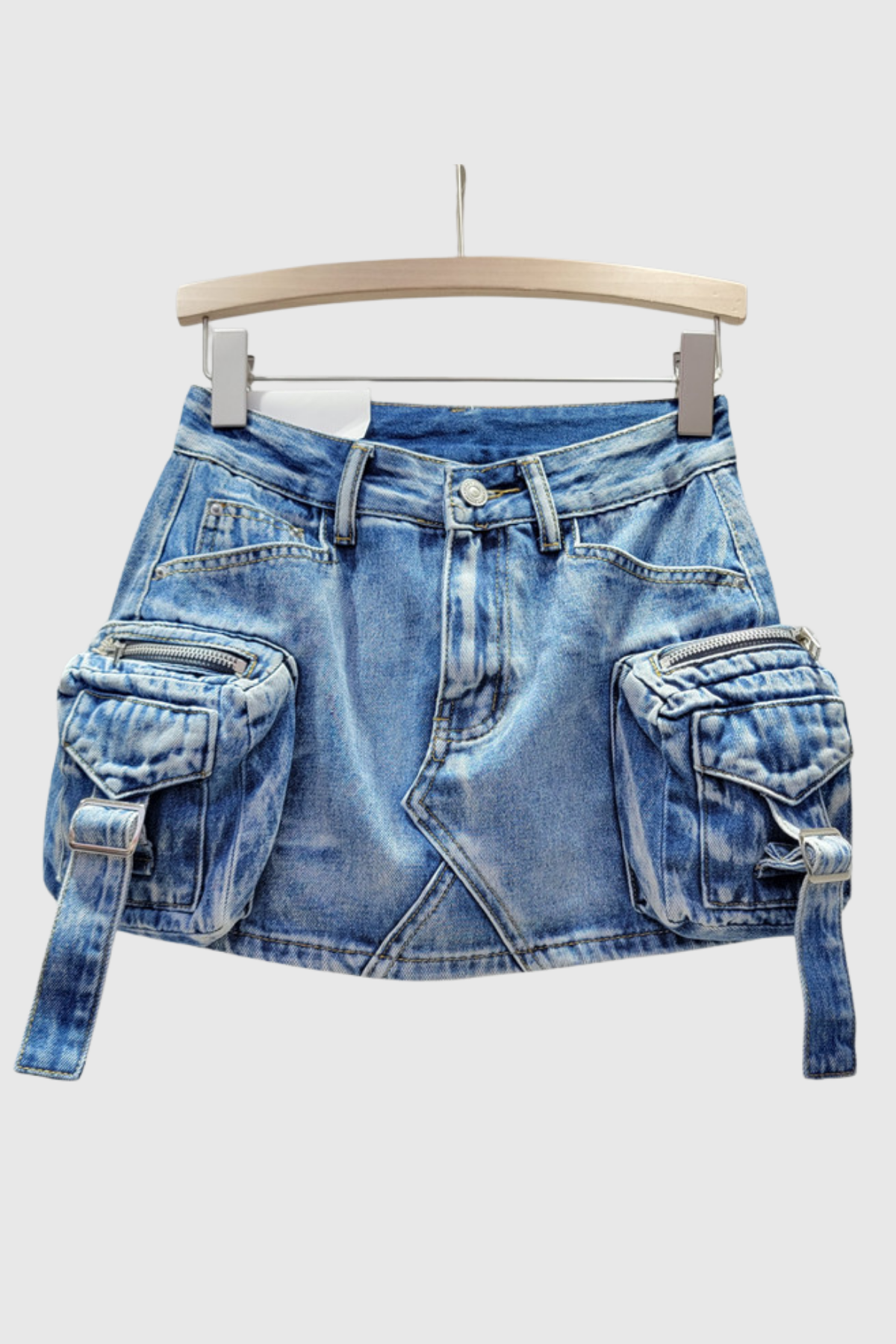 Niall Pocket Denim Mini Skirt In Blue