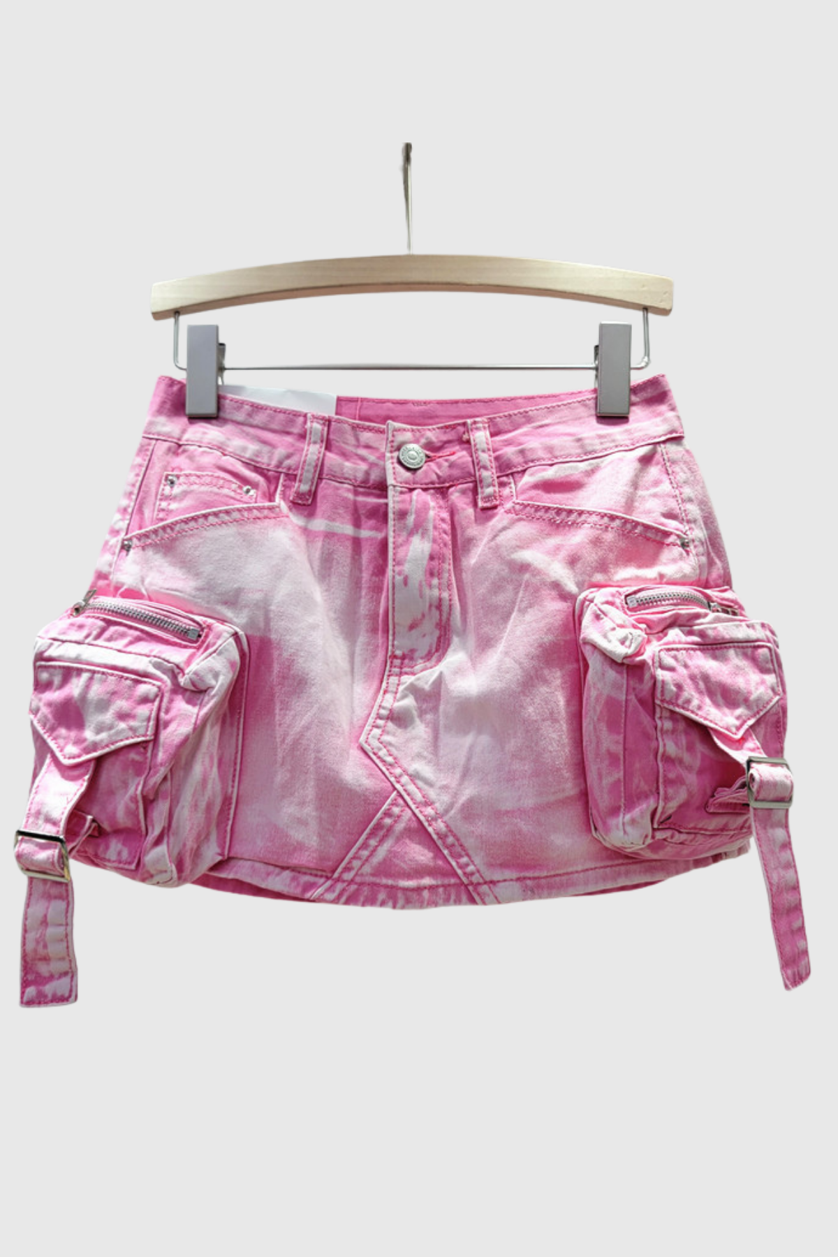 Niall Pocket Denim Mini Skirt In Pink