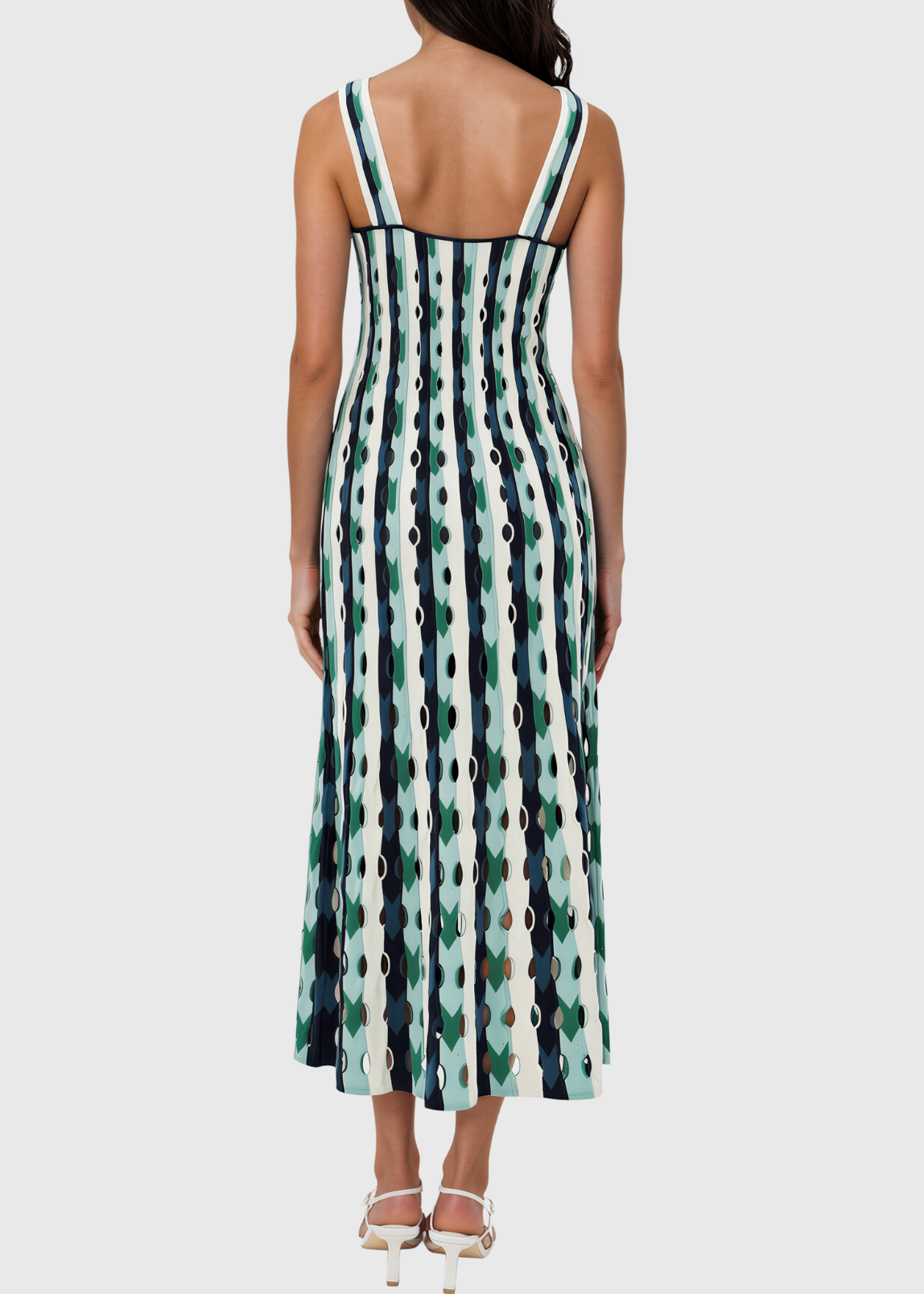 Karis Spaghetti Cutout Stripe Maxi Dress