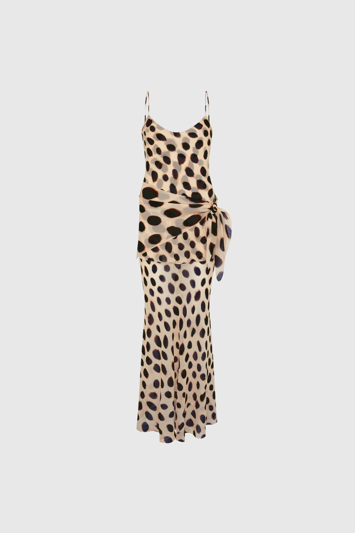 Ivailo Spaghetti Tie Up Print Maxi Dress