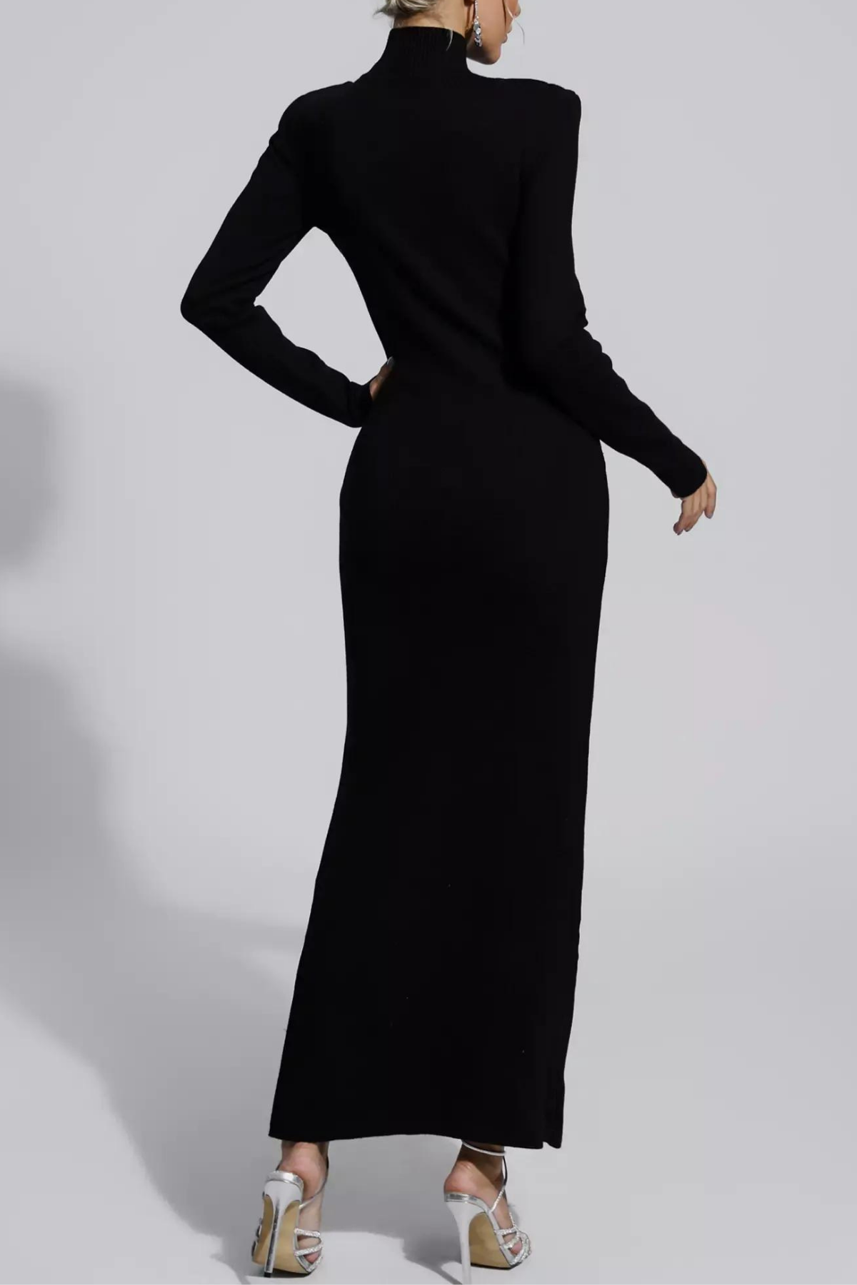 Quill Bodycon Buckle Embellished Knit Maxi Dress