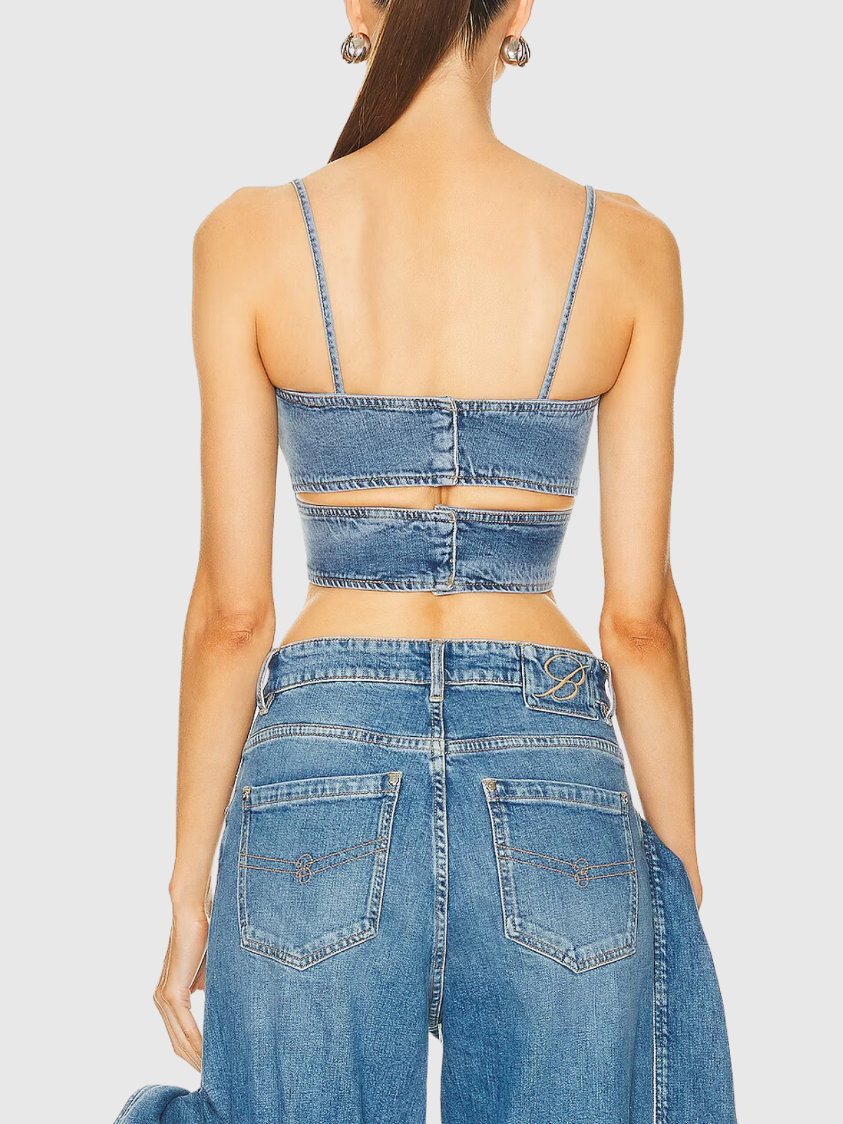 Maggie Bow Lace Up Denim Top