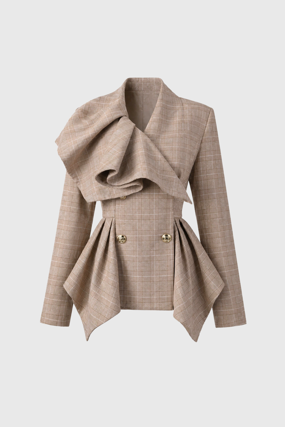 Krish Asymmetric Grid Ruffle Jacket