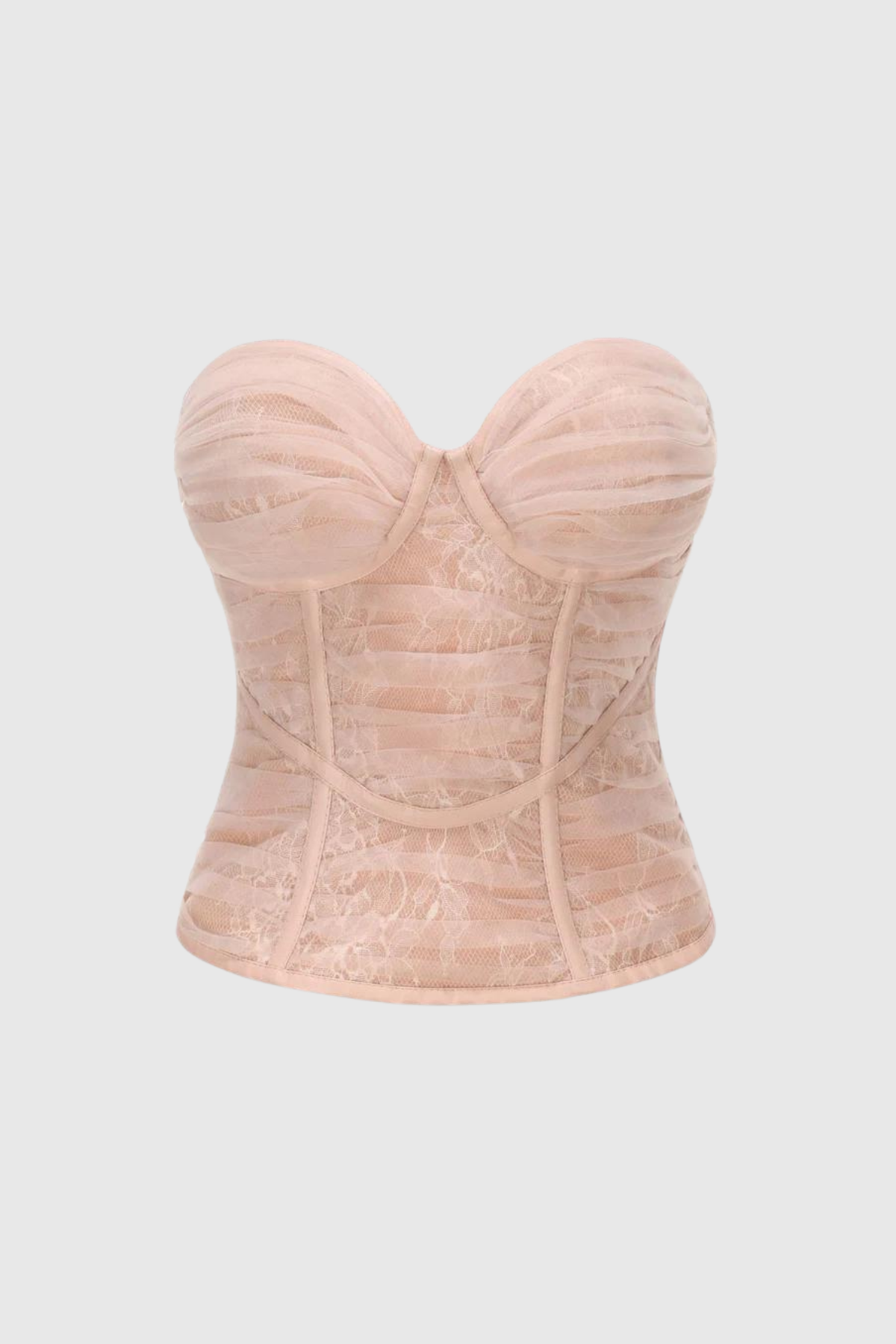 Hadassah Corset Mesh Ruch Top In Slight Pink