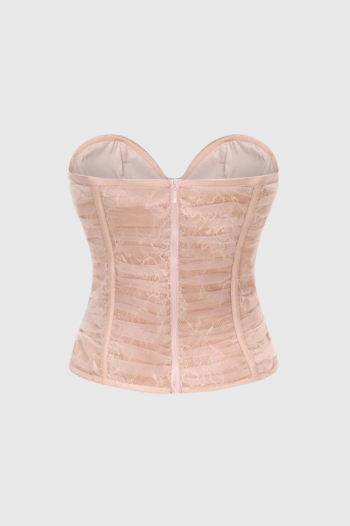 Hadassah Corset Mesh Ruch Top In Slight Pink