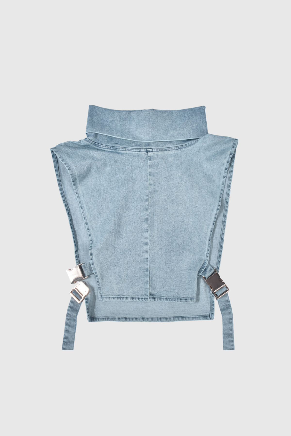 Thala High Neck Cutout Buckle Denim Top