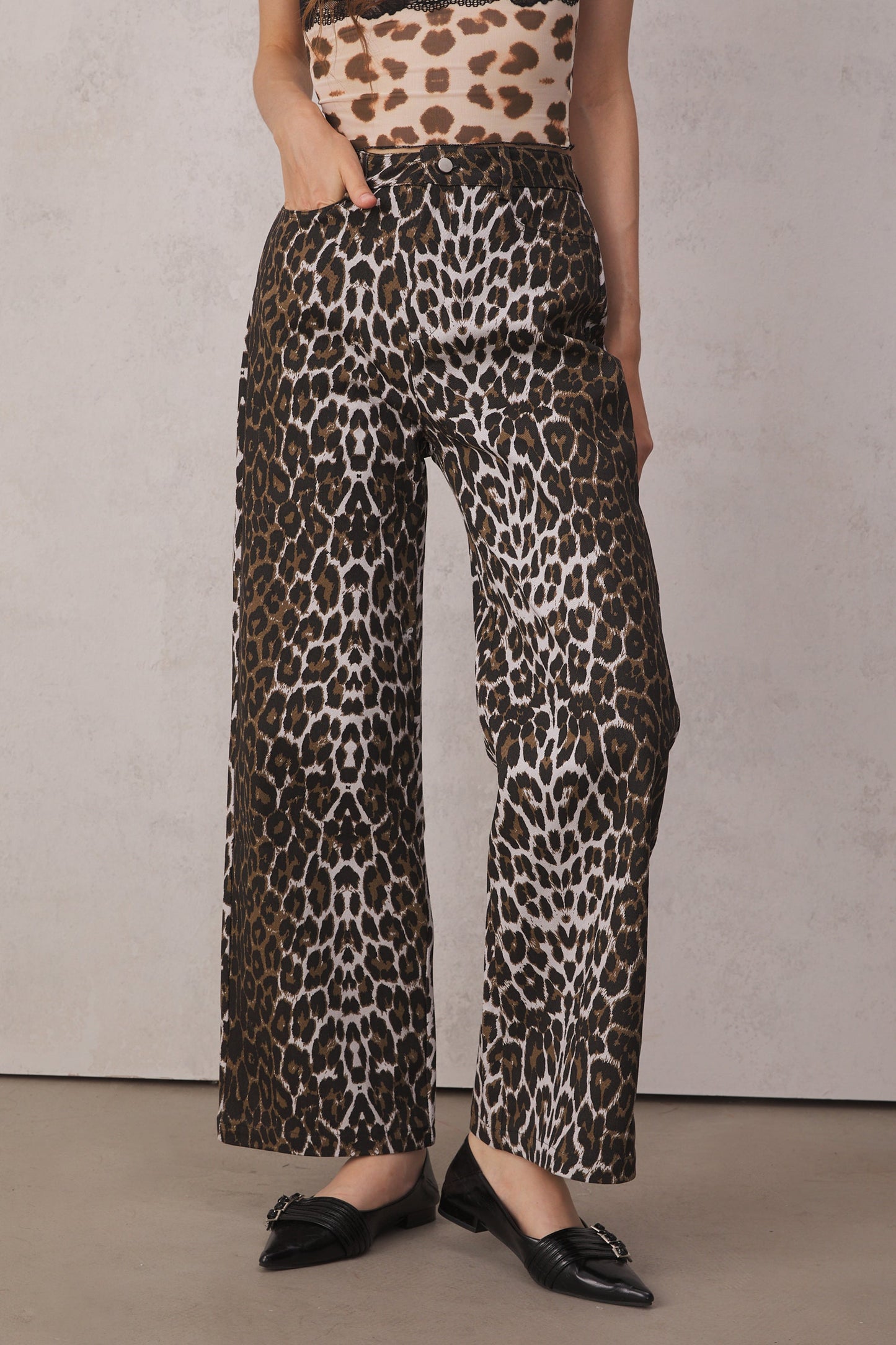 Eckstein High Rise Cotton Leopard Straight Pants