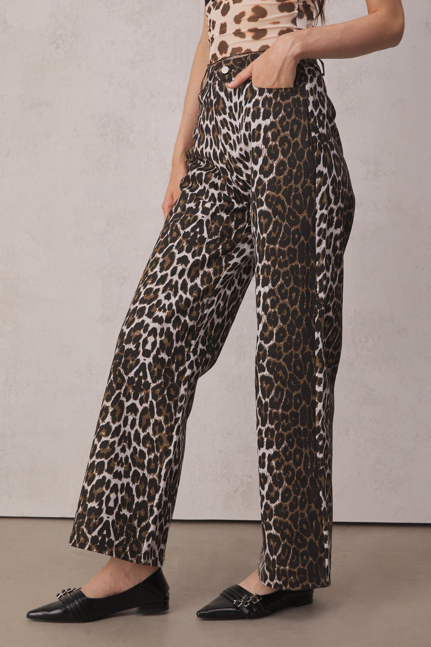 Eckstein High Rise Cotton Leopard Straight Pants