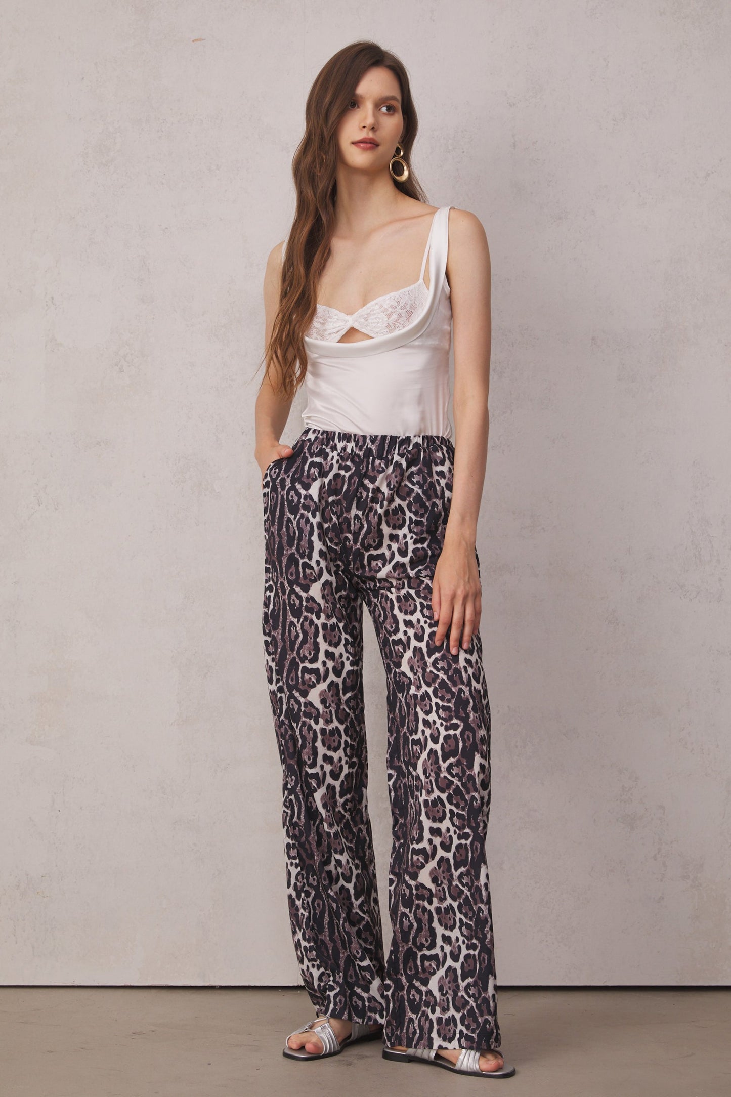 Eckstein Low Rise Leopard Wide Leg Pants