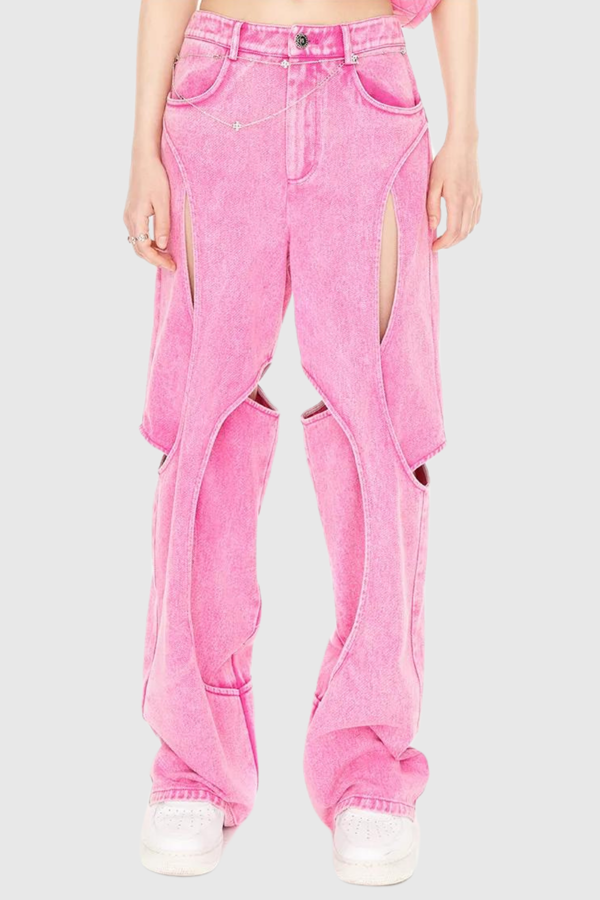 Sora Hollow Cross Jeans In Pink