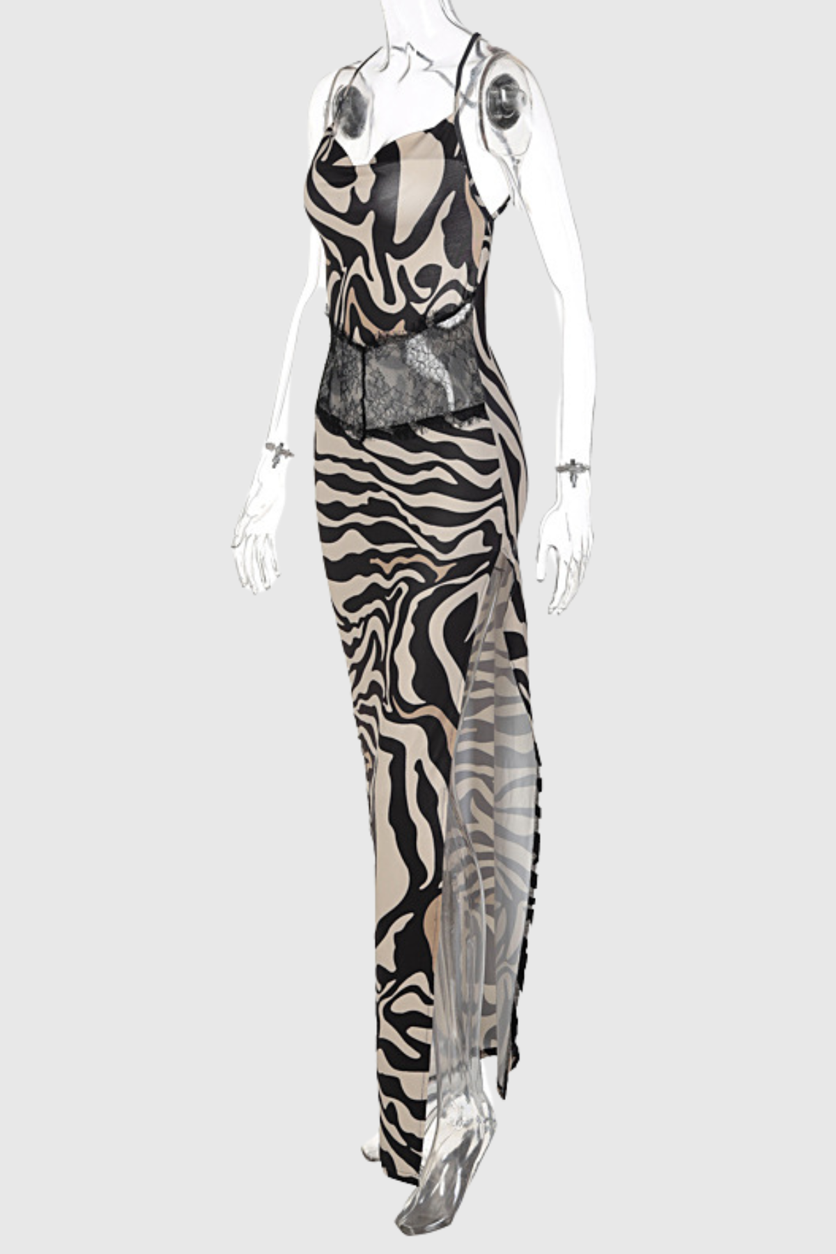 Kehlani Backless Split See Through Maxi Dress