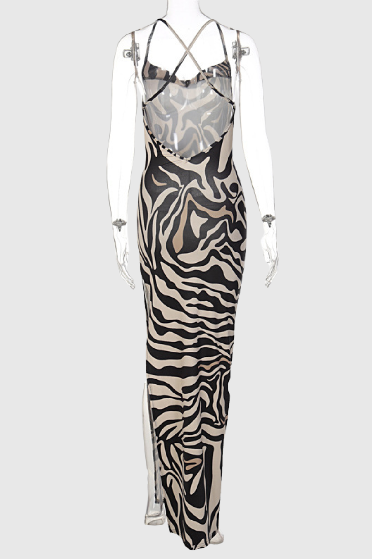 Kehlani Backless Split See Through Maxi Dress