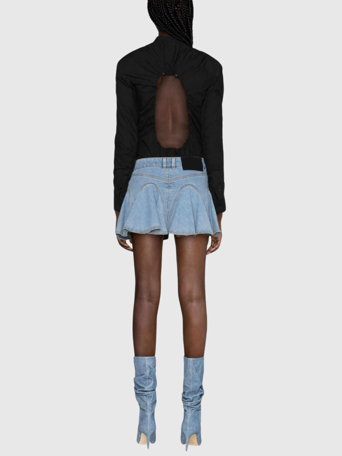 Tesare Ruffle Denim Mini Skirt