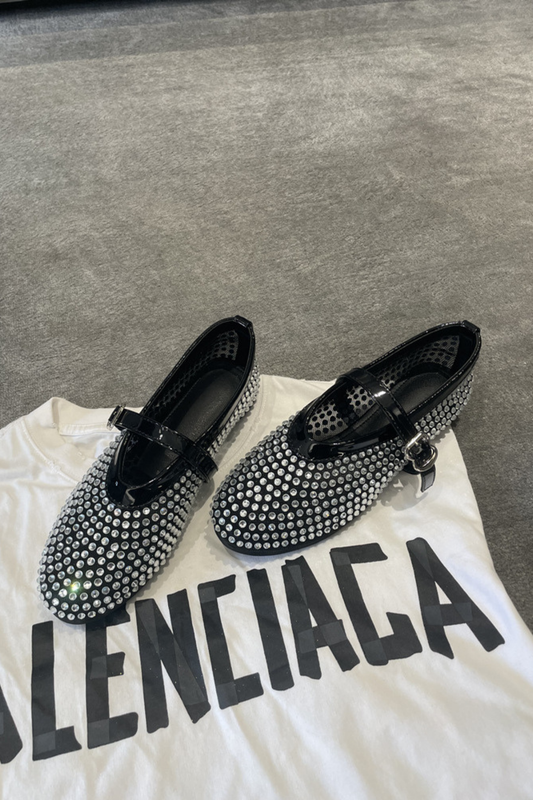 Gilead Rhinestone Embellished Fishnet Flats