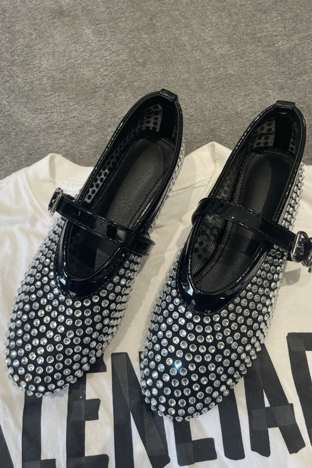 Gilead Rhinestone Embellished Fishnet Flats