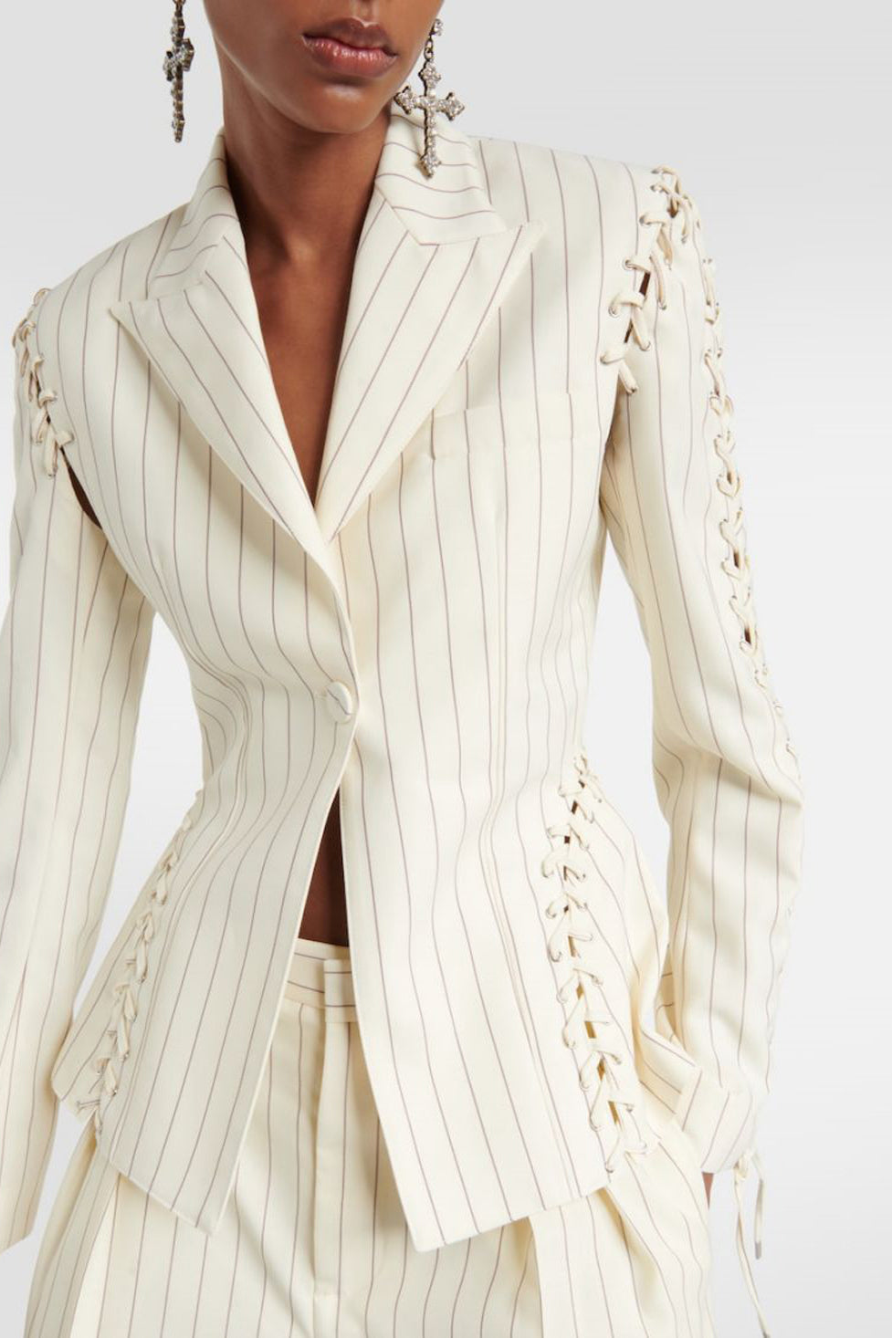 Vera Stripe Lace Up Blazer