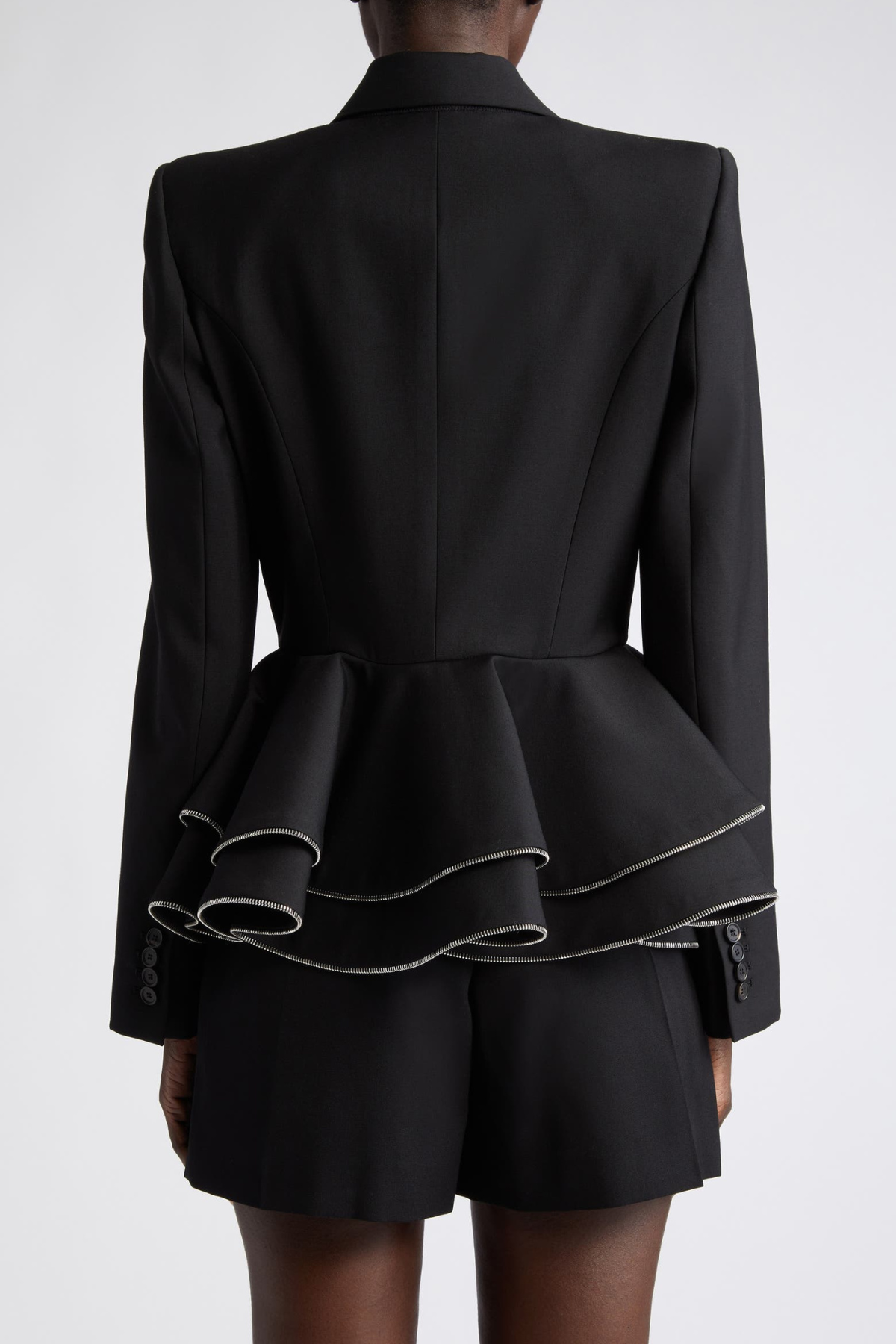 Haliya Peplum Ruffle Blazer In Black